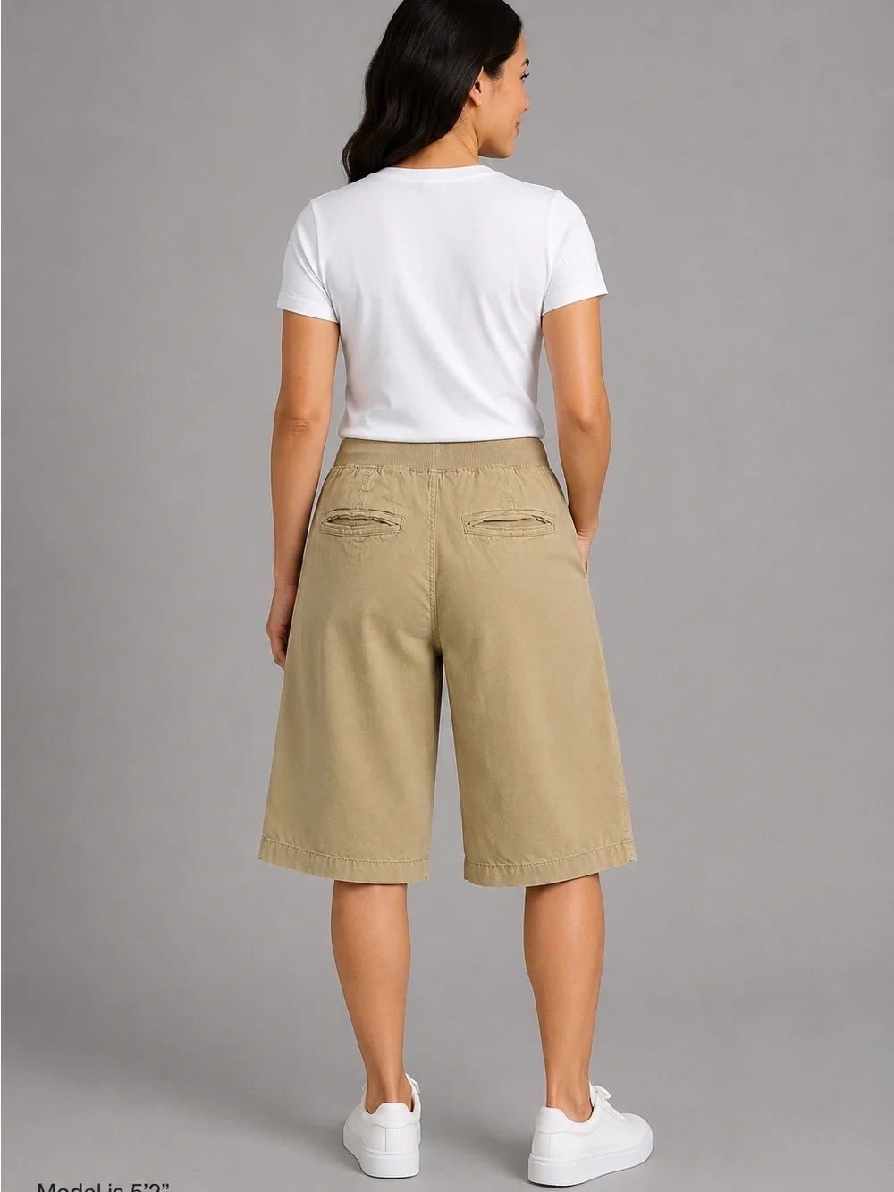 St. John’s Bay Women’s Petite Large PL Beige Tencel Utility Bermuda Shorts